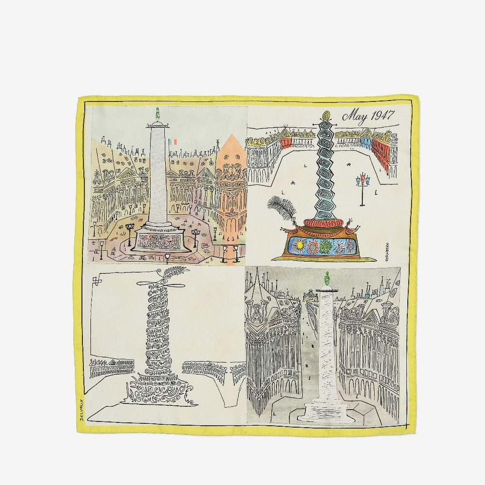 NIB Delvaux Vendôme Saul Steinberg Silk Scarf 70